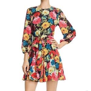 Alice & Olivia Mina Floral Long Sleeve Mini Dress Size 4